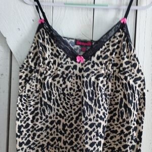 Betsey Johnson Leopard Print Chemise with Black Lace